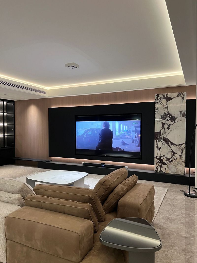 Walnut wood-colored TV wall001 Walnut wood-colored TV wall001