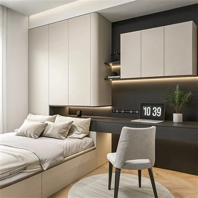 Schwarz-weißes Tatami-Schlafzimmer