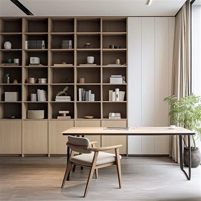 Bücherregal im Japandi-Stil